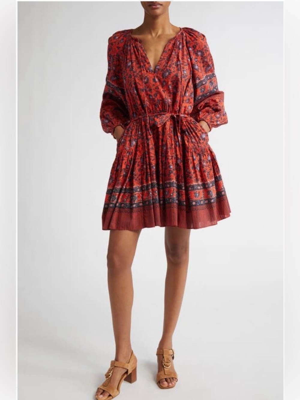 Ulla Johnson Abri Mini Long Sleeve Fit & Flare Dress